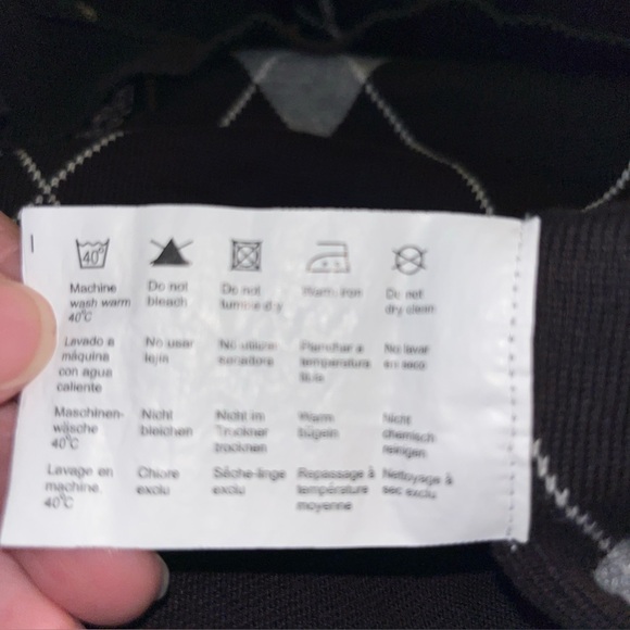 Esprit Vintage Argyle Men’s V-neck Sweater Size Medium 100 Cotton - Picture 7 of 8